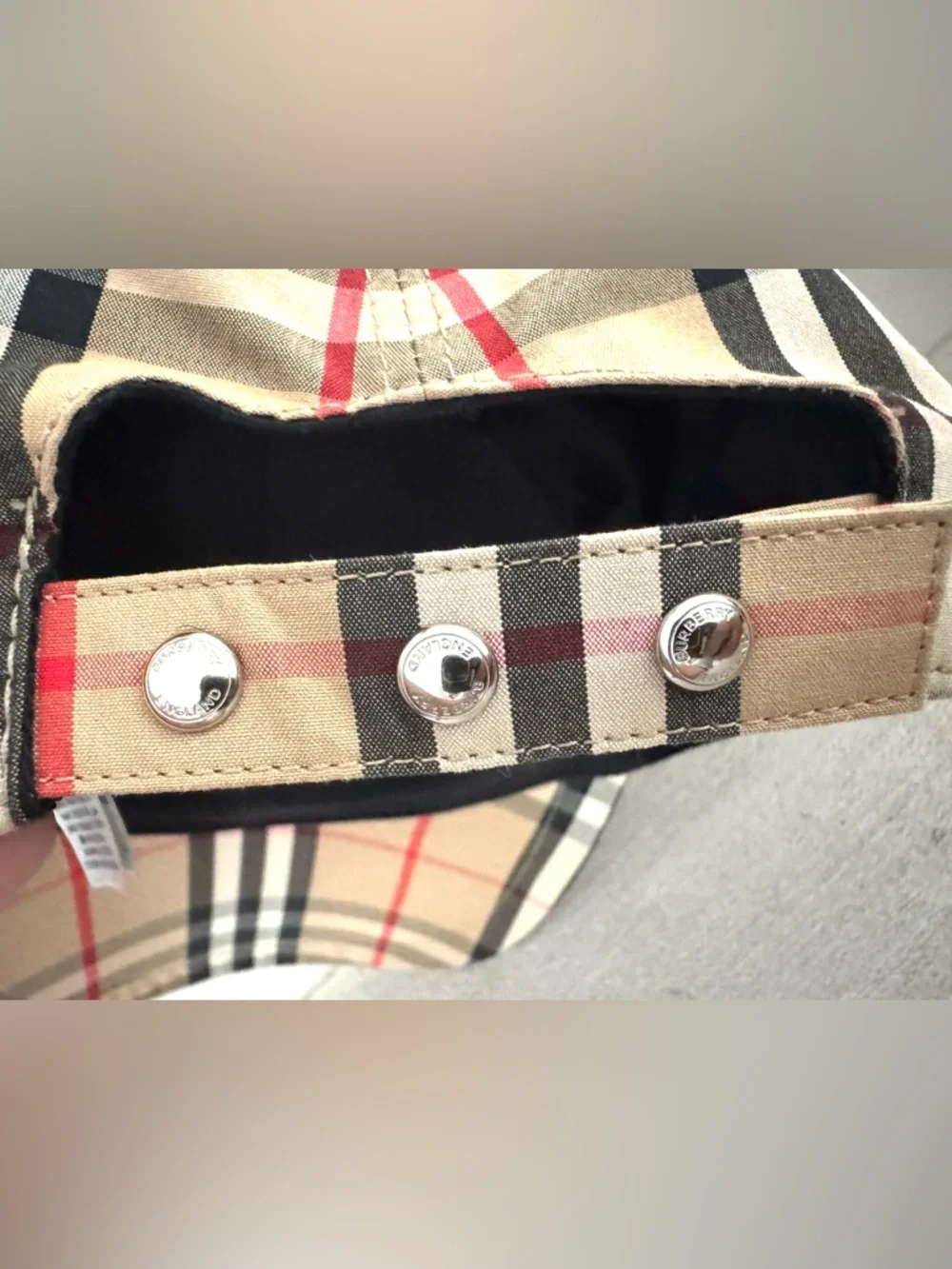 BURBERRY TB Monogram Vintage Check Baseball Cap Hat Size M - Picture 9 of 10